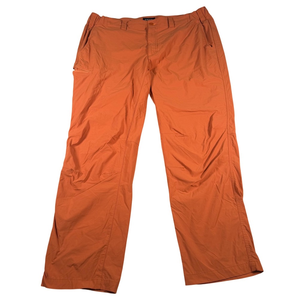 Orvis Outdoor Hiking Pants Women XL 40x32 Orange Nylon Stretch Straight Leg